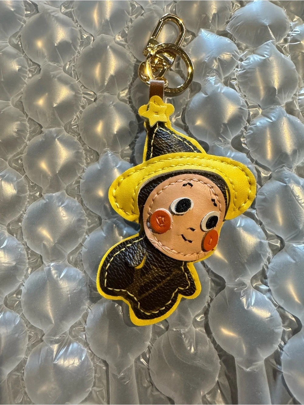 Upcycled Louis Vuitton Character Keychain in Yellow & Brown . Twinkle Twinkle ⭐️